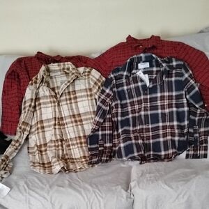 Plaid Button-Up Shirts Set